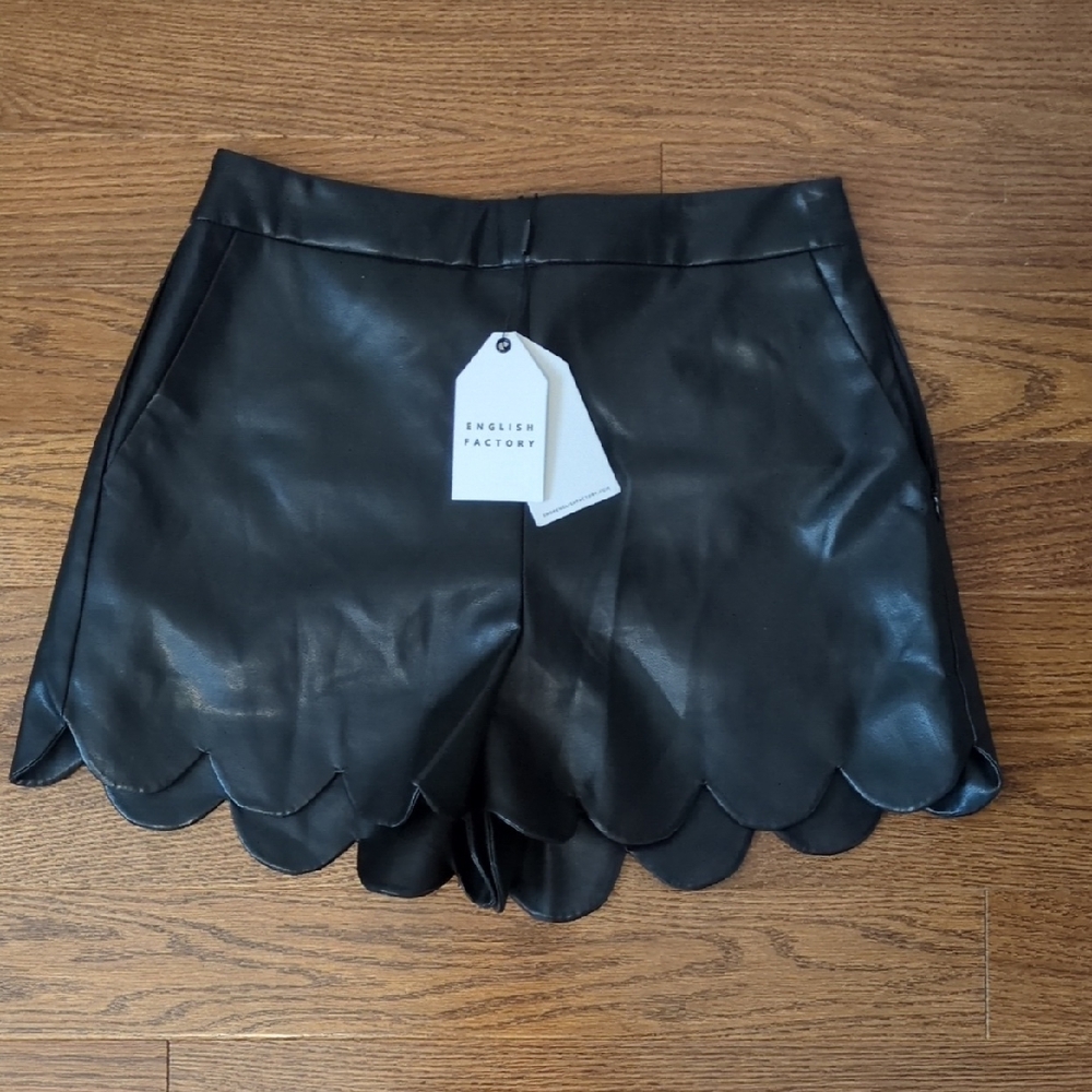 English Factory High Waist Black Scalloped Shorts